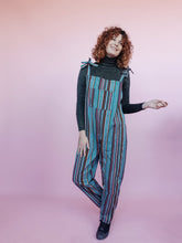 Load image into Gallery viewer, Woven Stripe Dungarees in Teal