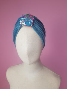 Embellished Velvet Turban in Sage