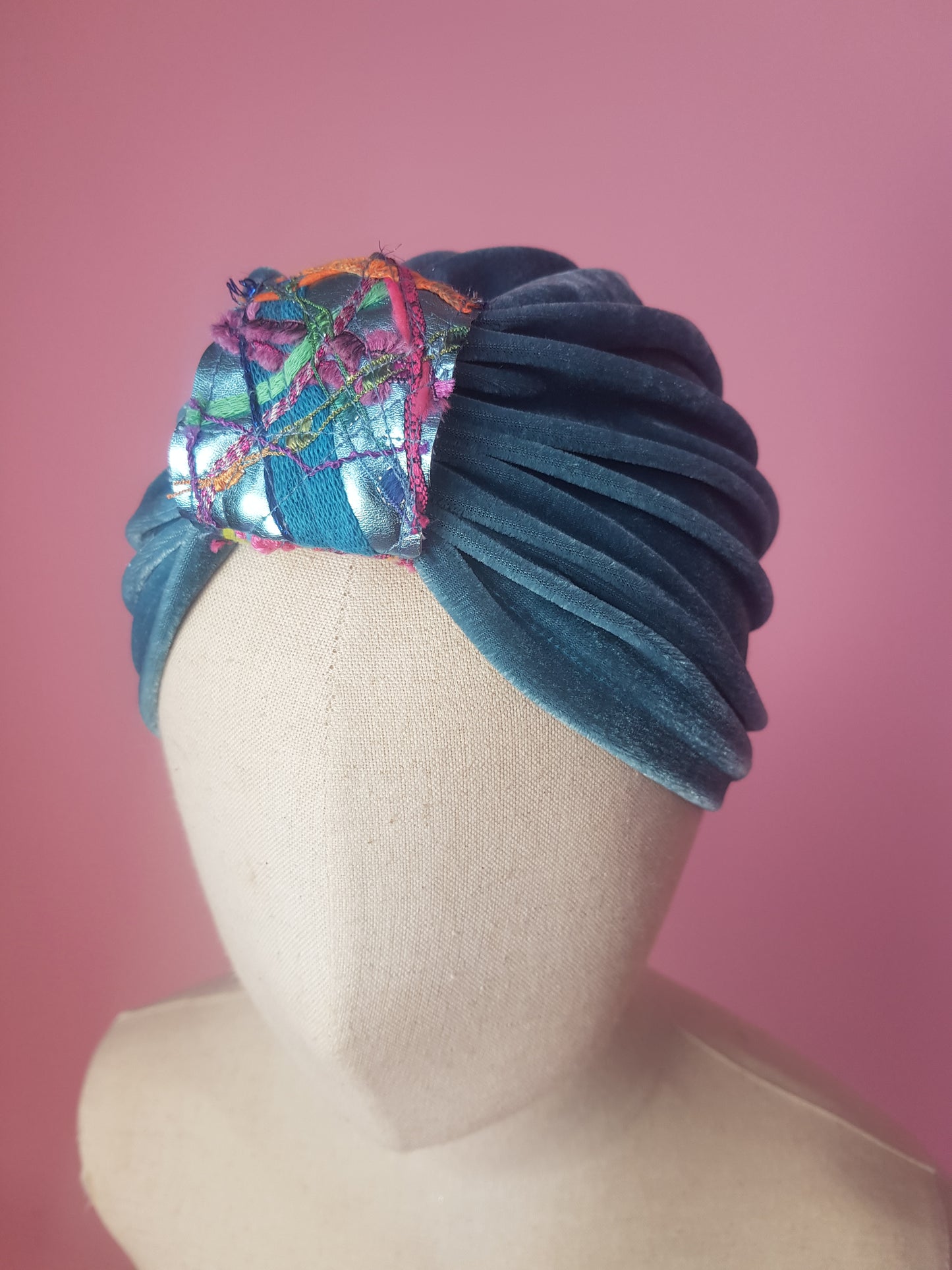 Embellished Velvet Turban in Sage