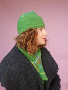Lambs Wool Embellished Cloche Hat - Clover Green