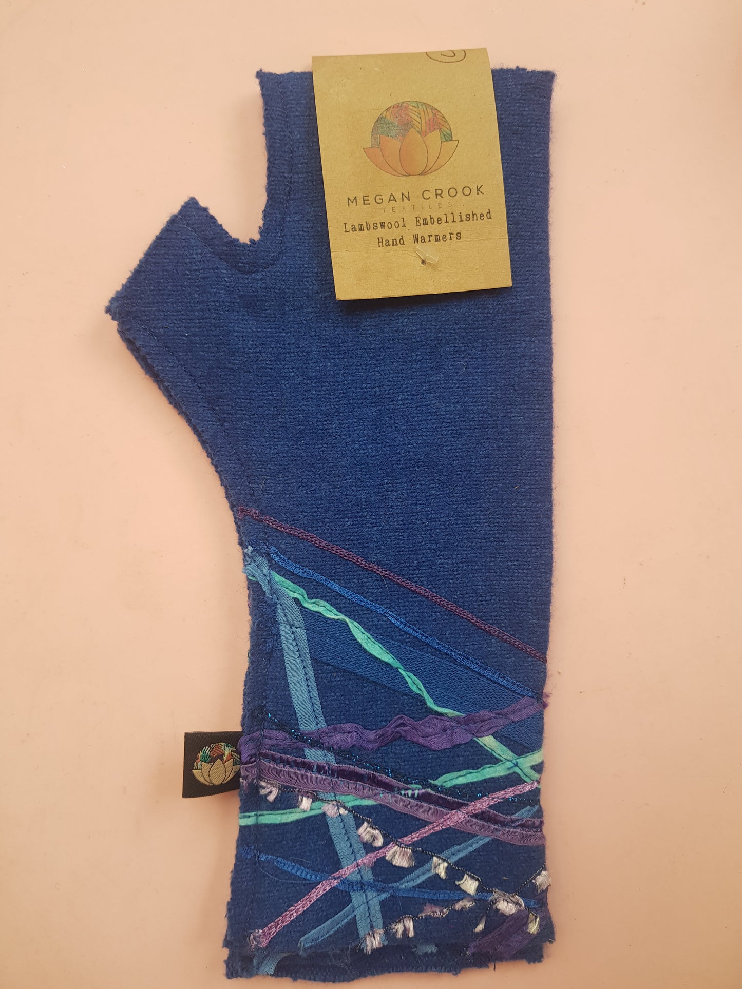 Lambs wool Embellished Hand Warmers - Royal Blue