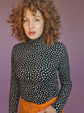 Load image into Gallery viewer, Long Sleeved Turtleneck in Black Polka Dot