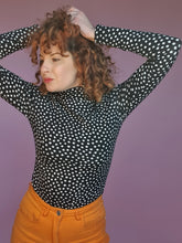 Load image into Gallery viewer, Long Sleeved Turtleneck in Black Polka Dot
