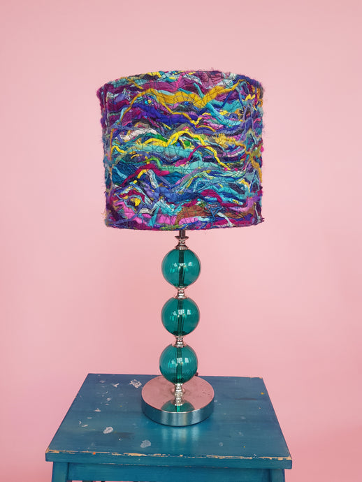 Small Embellished Lampshade in Blue & Purple Mix