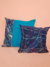 Load image into Gallery viewer, Medium Square Embellished Cushion in Slate Blue