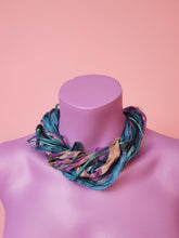 Load image into Gallery viewer, Silk Yarn Necklace in Purple &amp; Teal