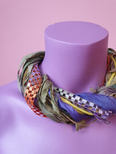 Load image into Gallery viewer, Silk Yarn Necklace in Gold and Purple