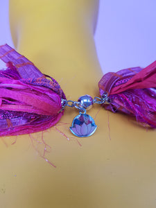 Silk Yarn Necklace in Berry
