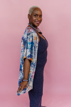 Load image into Gallery viewer, Velvet Blanket Cardigan in Blue Floral