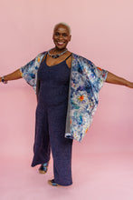 Load image into Gallery viewer, Velvet Blanket Cardigan in Blue Floral