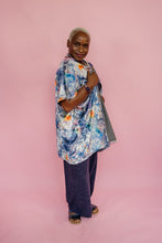 Load image into Gallery viewer, Velvet Blanket Cardigan in Blue Floral