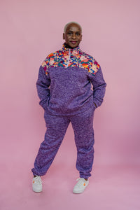 Liberty Print Half Zip Pullover in Purple
