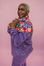 Load image into Gallery viewer, Liberty Print Half Zip Pullover in Purple