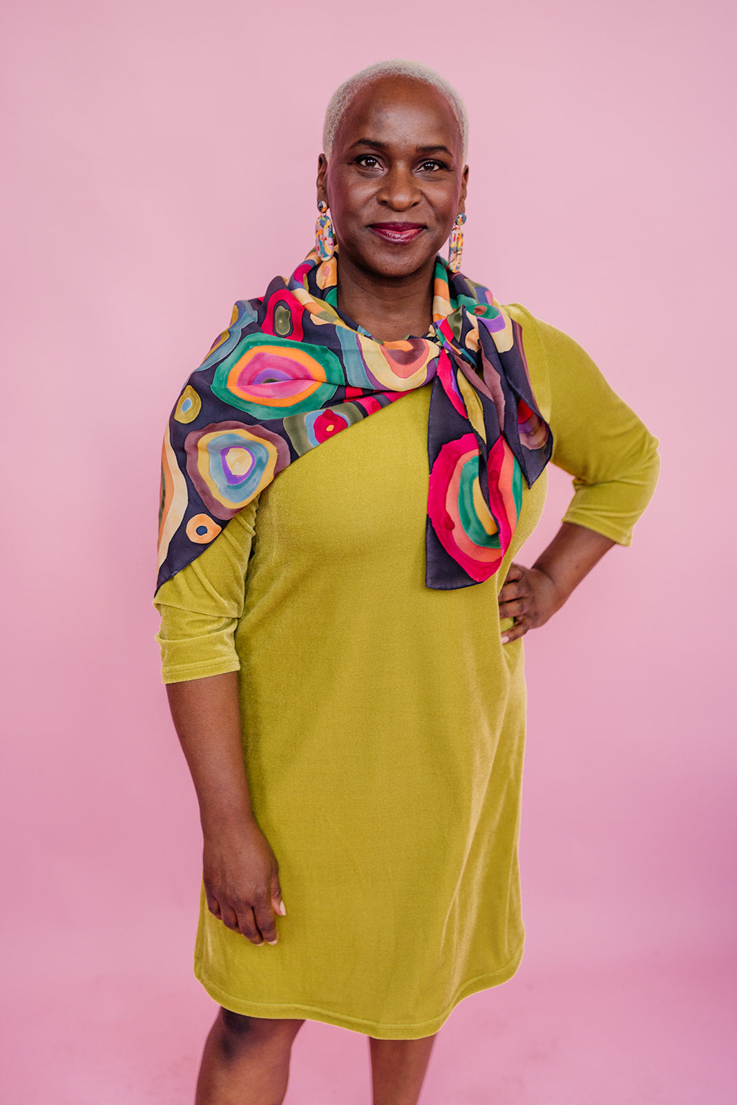 Velvet Swing Dress in Lime - Megan Crook