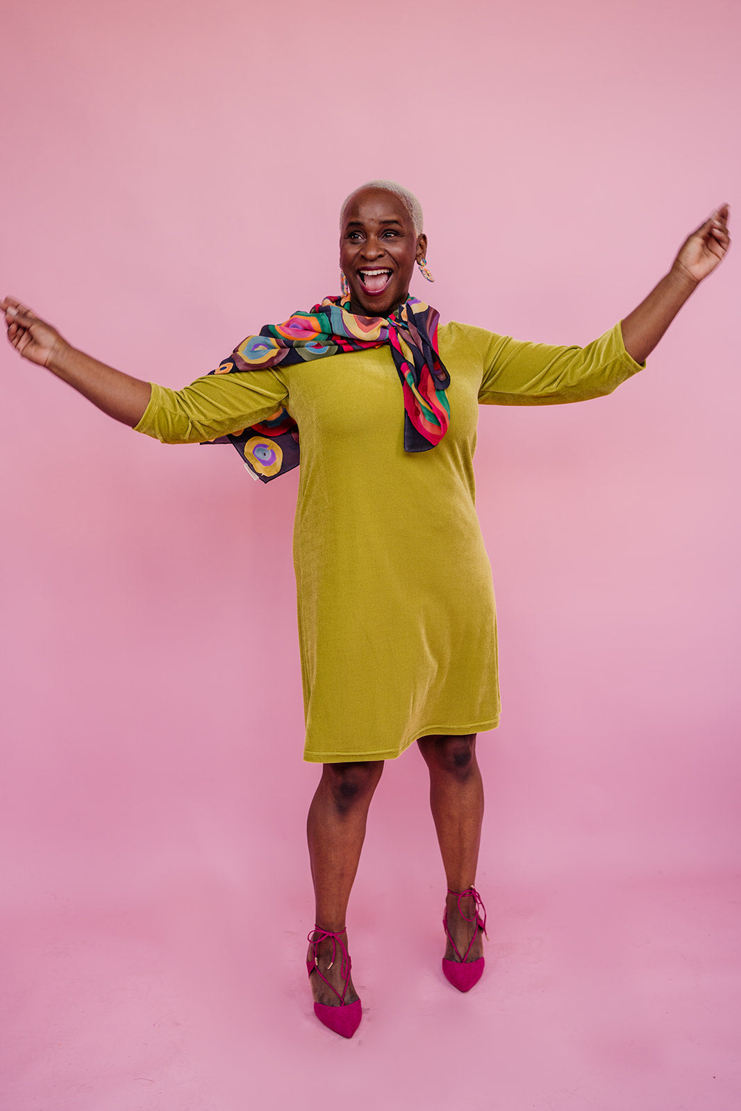 Velvet Swing Dress in Lime - Megan Crook