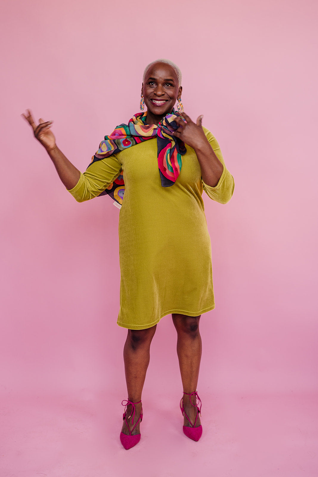 Velvet Swing Dress in Lime - Megan Crook