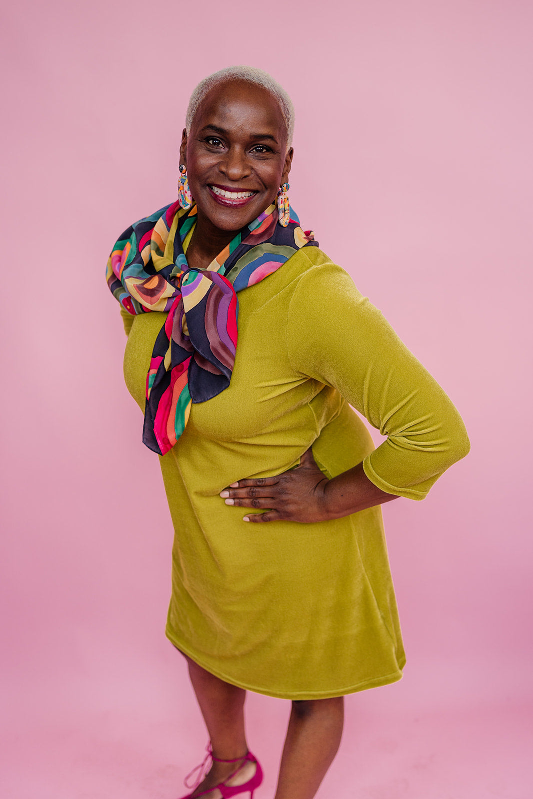 Velvet Swing Dress in Lime - Megan Crook