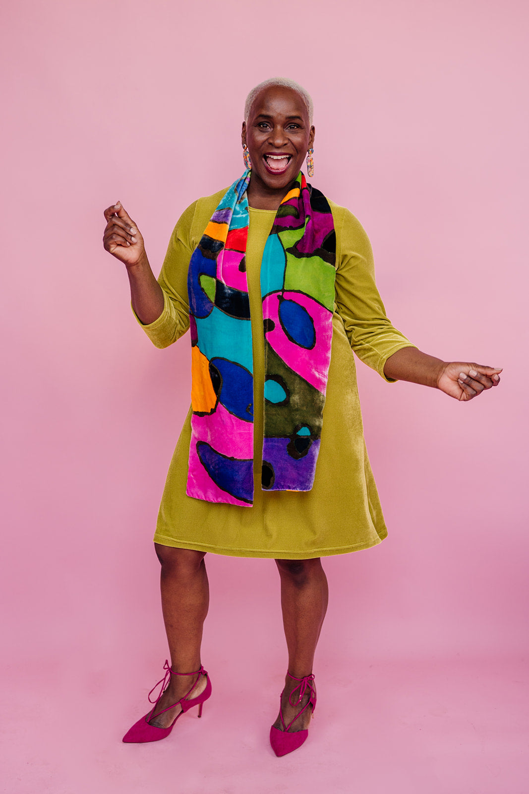 Velvet Swing Dress in Lime - Megan Crook