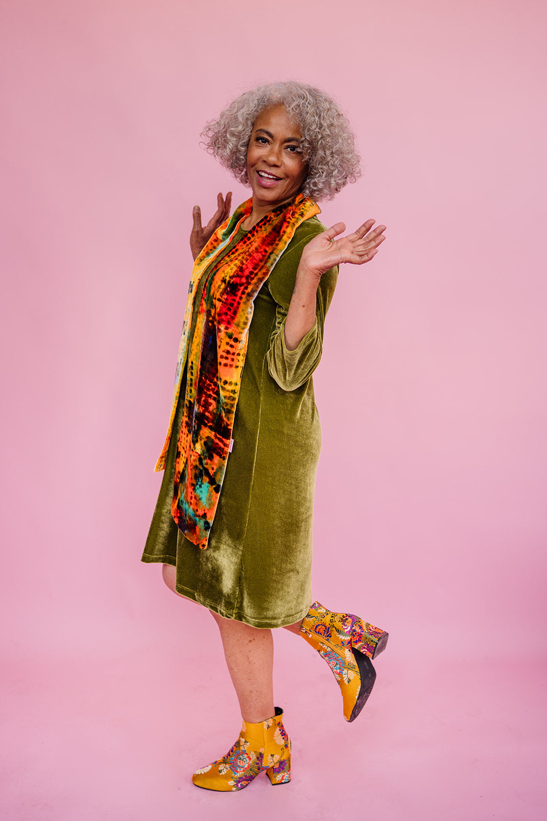 Velvet Swing Dress in Olive + 1 Colour - Megan Crook