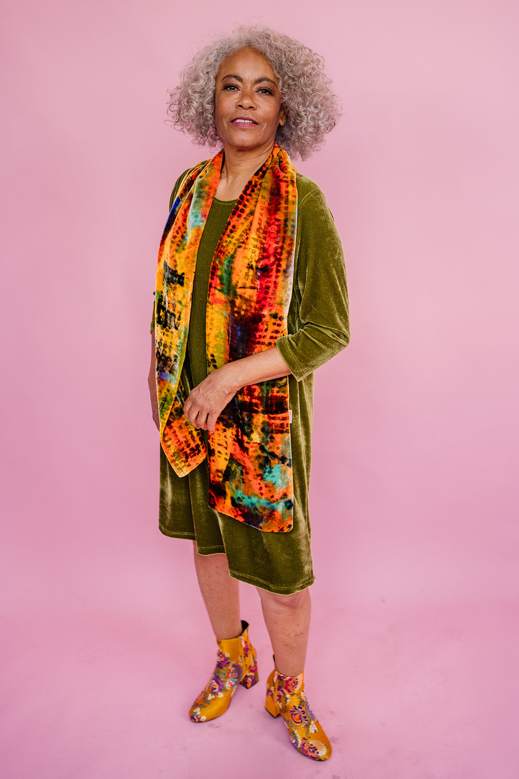 Velvet Swing Dress in Olive + 1 Colour - Megan Crook