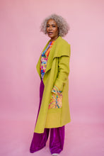 Load image into Gallery viewer, Embellished Long Wool Coat in Lime Green