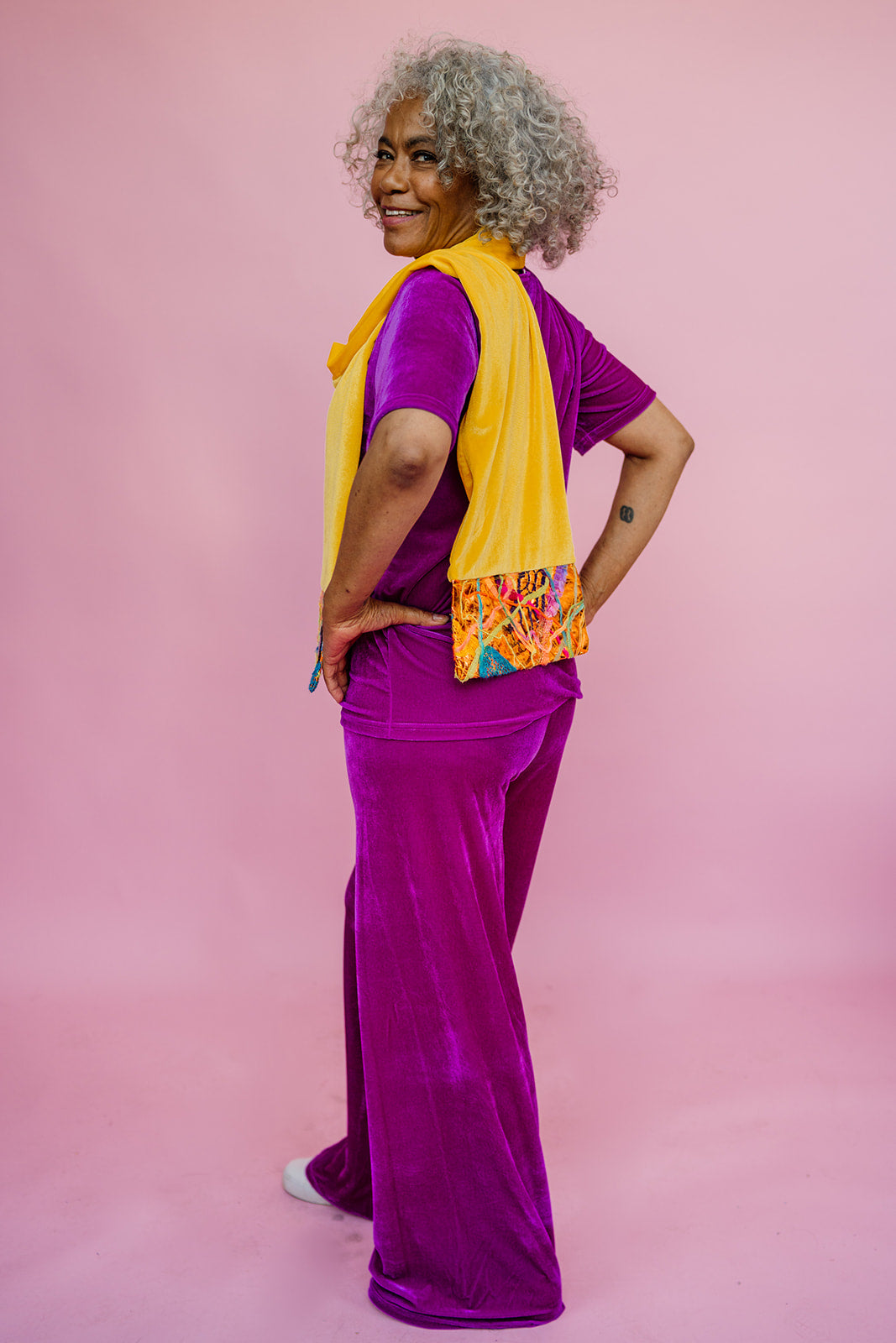 Velvet Straight Leg Trousers in Orchid