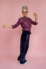 Load image into Gallery viewer, Velvet Straight Leg Trousers in Lavender Grey
