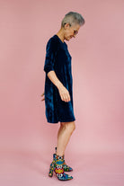 Velvet Swing Dress in Teal - Megan Crook