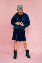 Velvet Swing Dress in Teal - Megan Crook