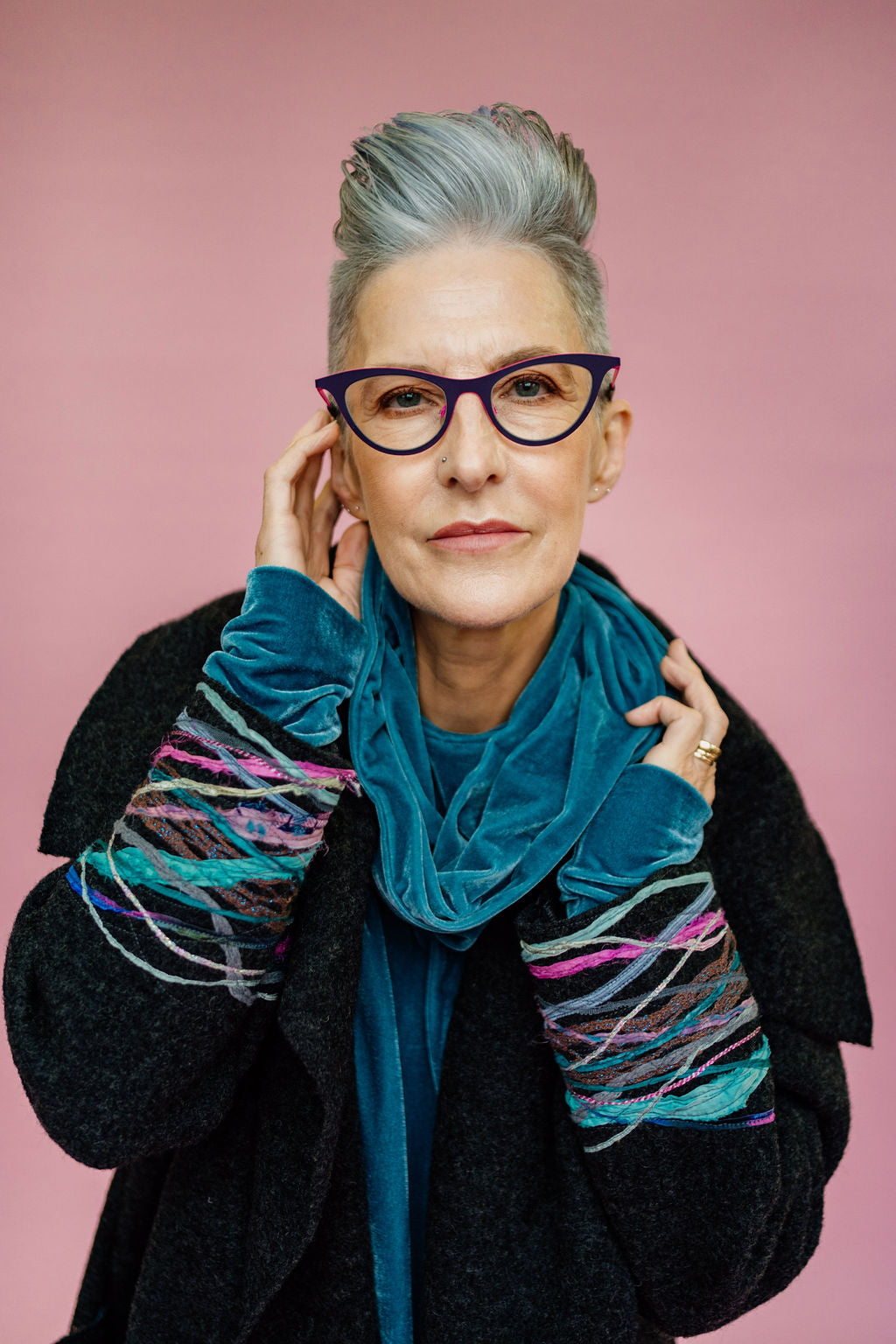 Velvet Cowl and Wrist Warmers Set in Sage - Megan Crook