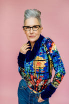 Velvet Cowl and Wrist Warmers Set in Royal Blue - Megan Crook