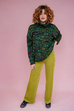 Load image into Gallery viewer, Velvet Straight Leg Trousers in Lime Green