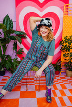 Load image into Gallery viewer, Woven Stripe Dungarees in Teal