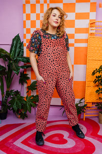 Cord Dungarees in Leopard