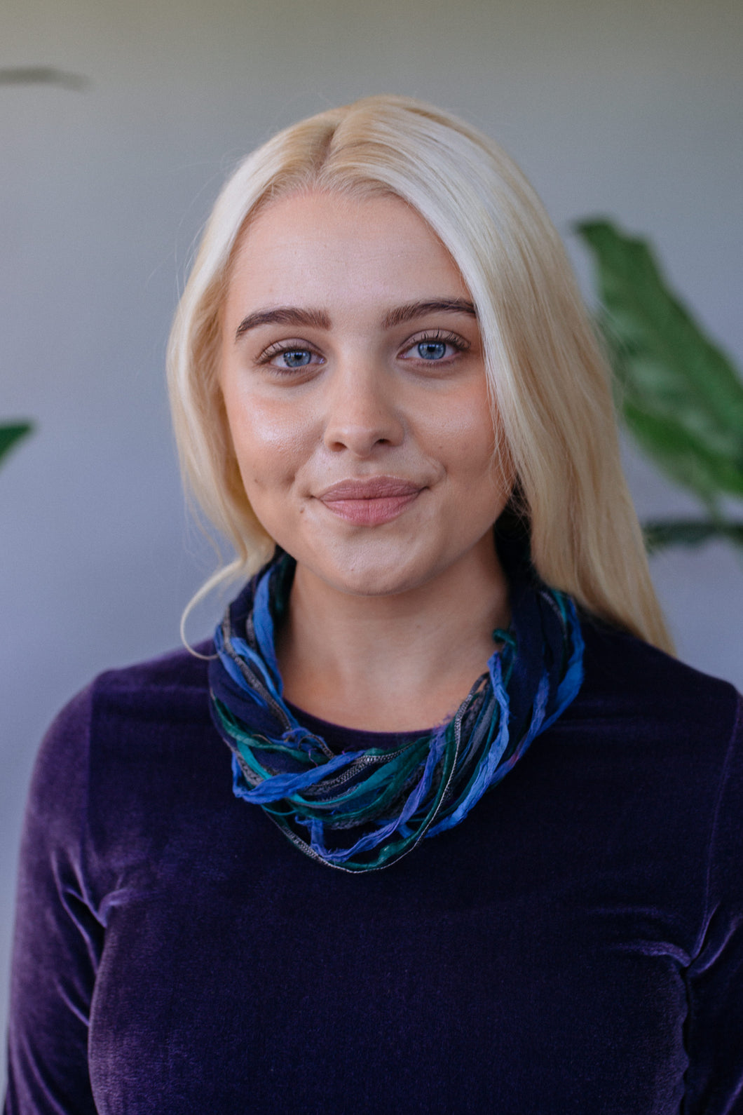 Silk Yarn Necklace in Navy and Grey - Necklace - Megan Crook