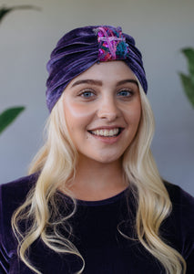 Embellished Velvet Turban in Lavender Grey - Accessories - Megan Crook