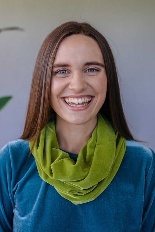 Velvet Cowl and Wrist Warmers Set in Lime - Accessories - Megan Crook