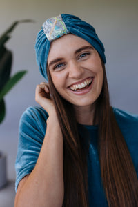 Embellished Velvet Turban in Sage - Accessories - Megan Crook