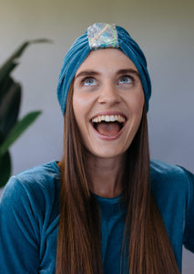 Embellished Velvet Turban in Sage - Accessories - Megan Crook
