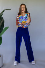 Load image into Gallery viewer, High Waisted Straight Leg Velvet Trousers- Royal Blue - Trouser - Megan Crook