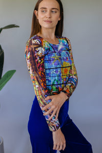 Long Sleeve Top in Stained Glass Digital Print Jersey -  - Megan Crook