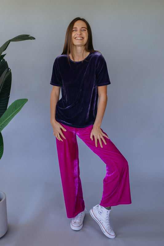 Lavender Grey Velvet easy Fit Tee - Top - Megan Crook