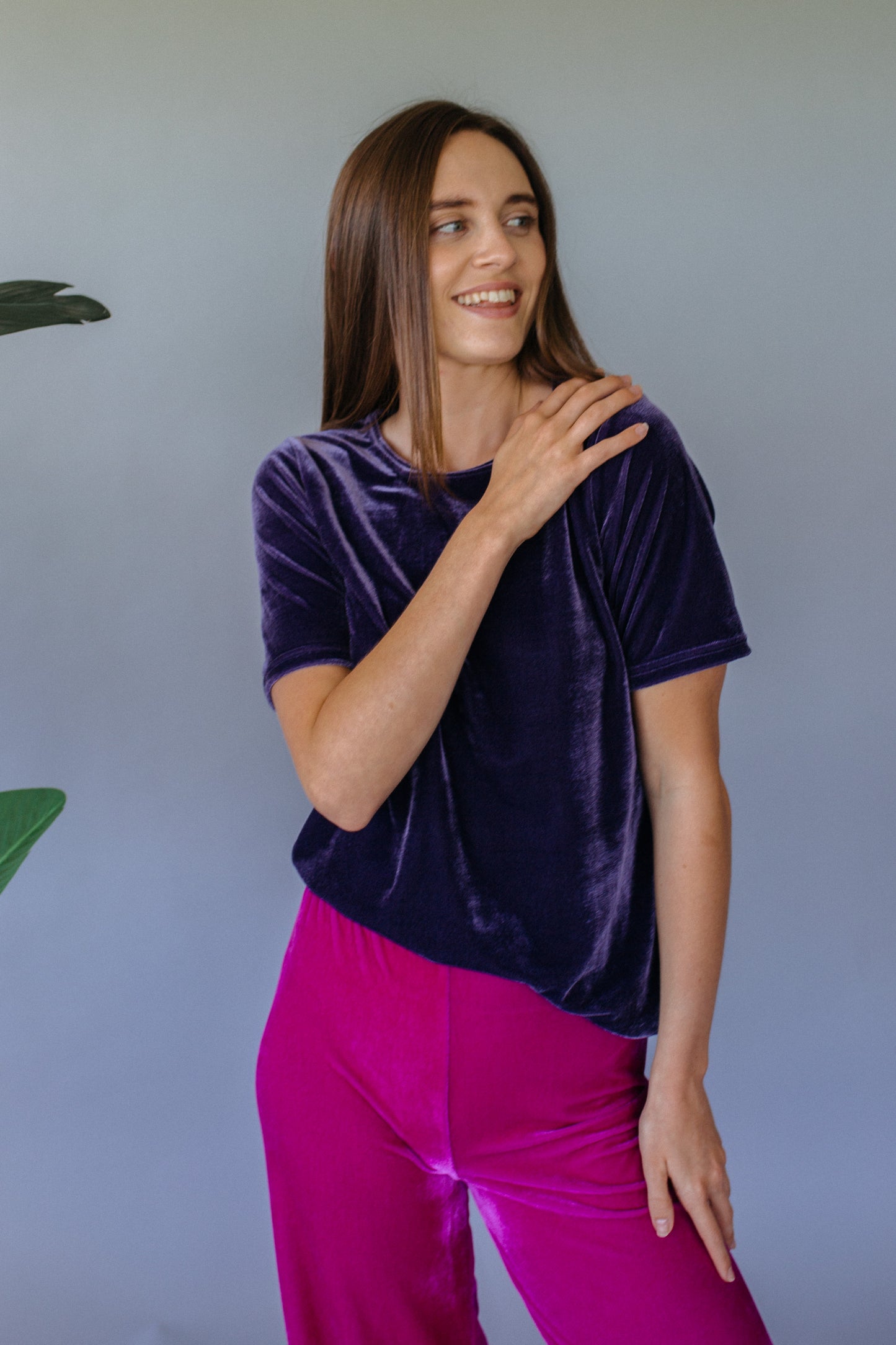 Lavender Grey Velvet easy Fit Tee - Top - Megan Crook