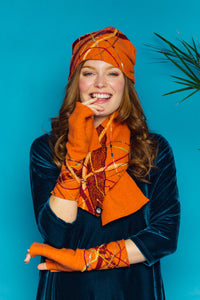 Lambs Wool Embellished Cloche Hat - Tangerine - Accessories - Megan Crook