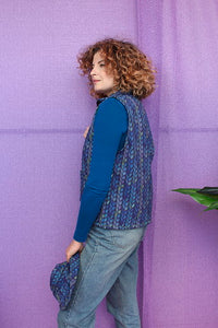 Gilet in Digital Blue Knit Print