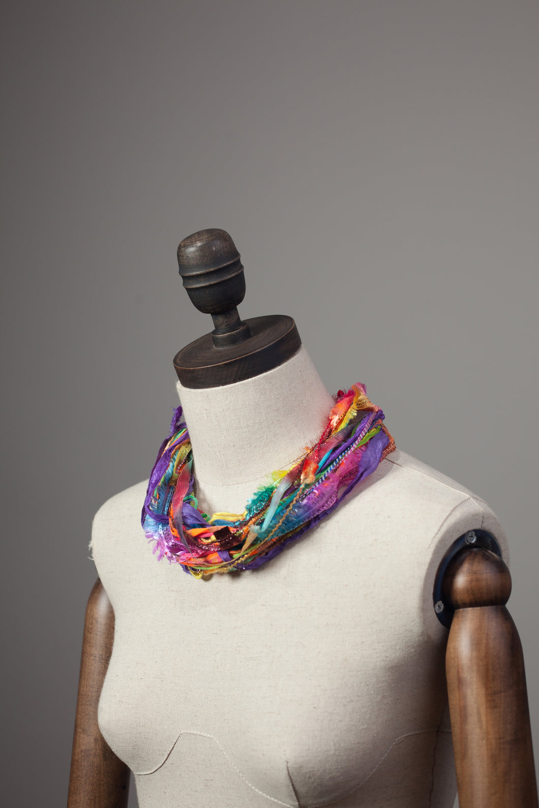 Silk Yarn Necklace in Rainbow Bright - Necklace - Megan Crook