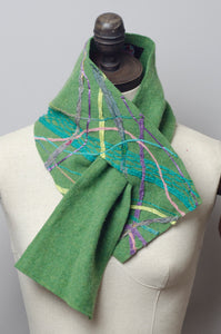 Embellished Lambswool Neck Wrap in Clover Green - Scarf - Megan Crook