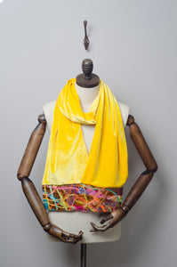 Embellished Velvet Scarf in Yellow - Scarf - Megan Crook