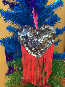 Zero Waste Sequin Heart Ornament