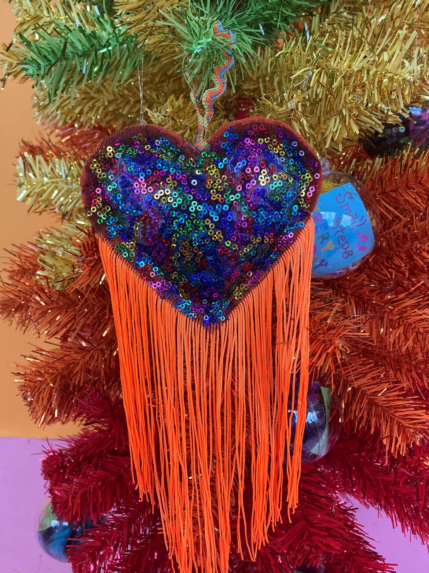 Zero Waste Sequin Heart Ornament